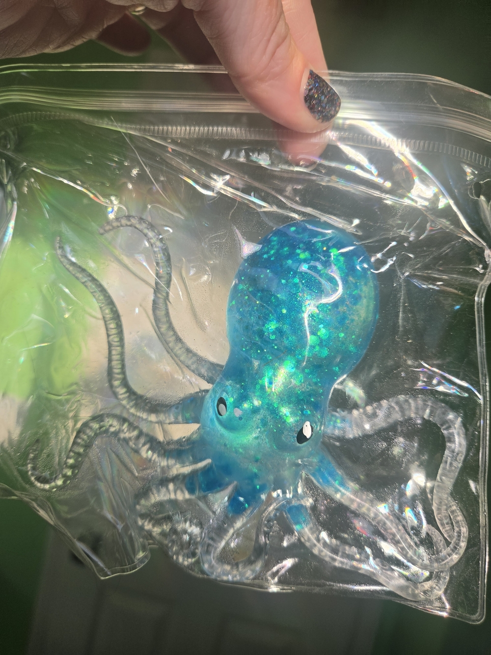 Blue Glitter Octopus Reptile Enrichment Toy, New Never Opened